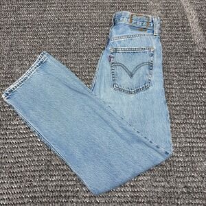 Levis Ribcage Straight Ankle Jeans Womens 25x29 Light Wash High Rise Button Fly